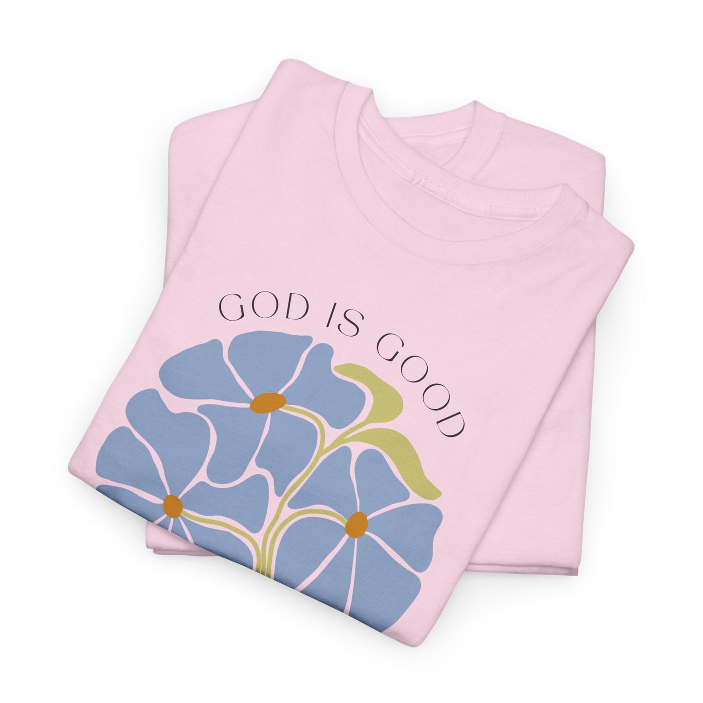 Floral light blue "GAD is good" T-shirt