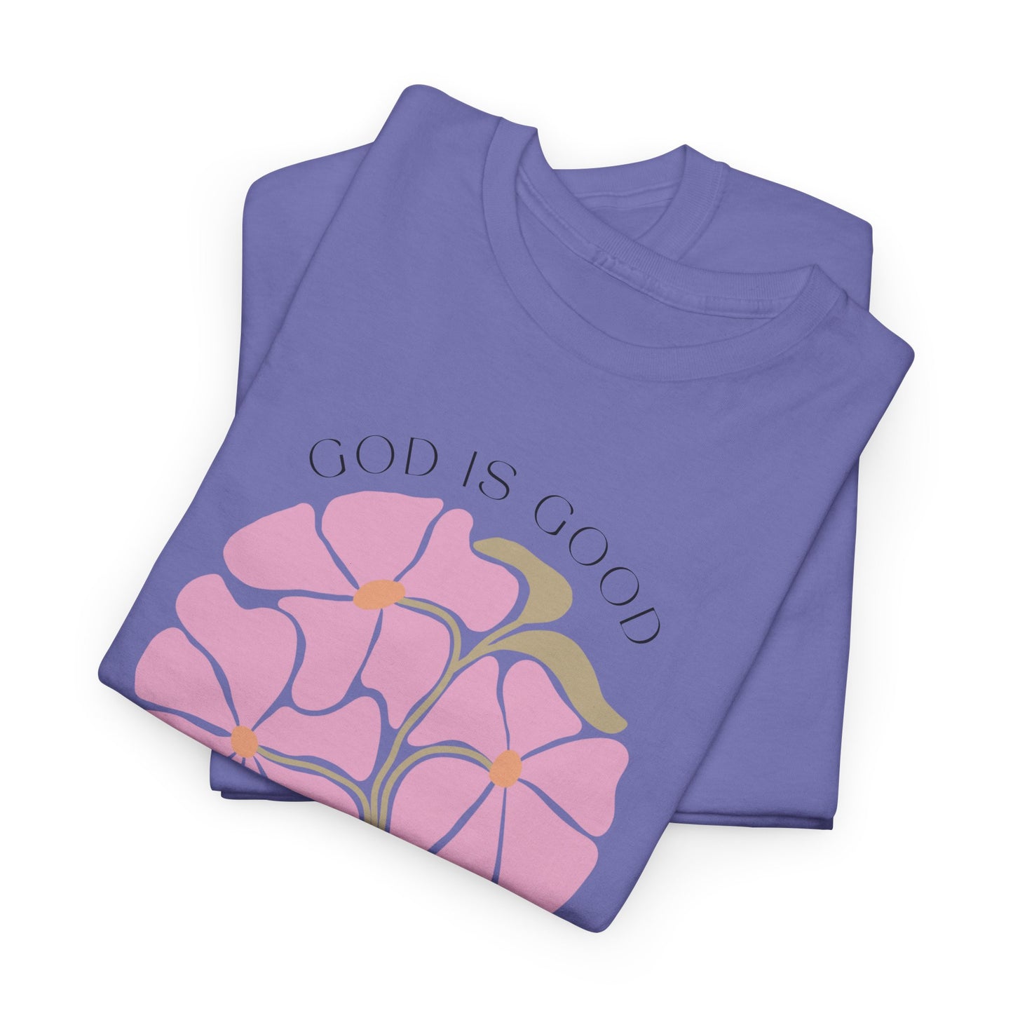 Floral pink "GOD is good" T-shirt