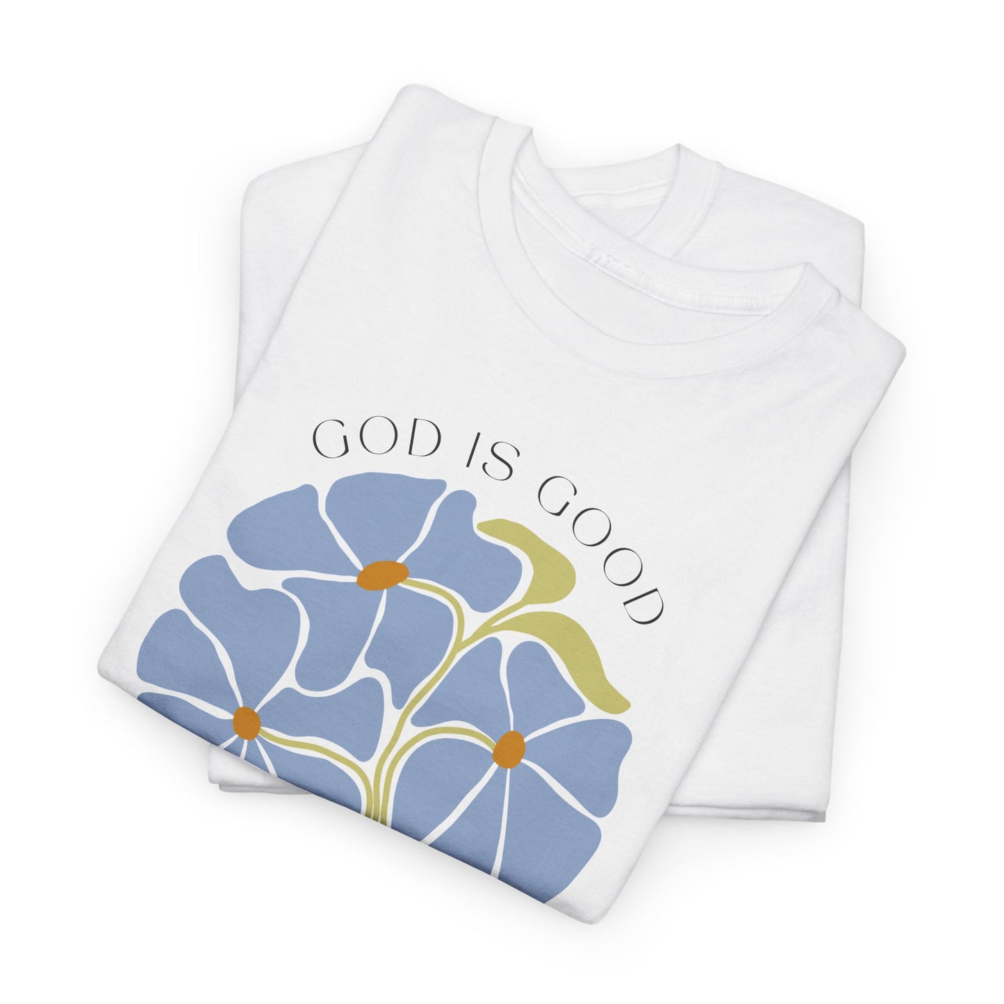 Floral light blue "GAD is good" T-shirt