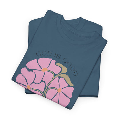 Floral pink "GOD is good" T-shirt