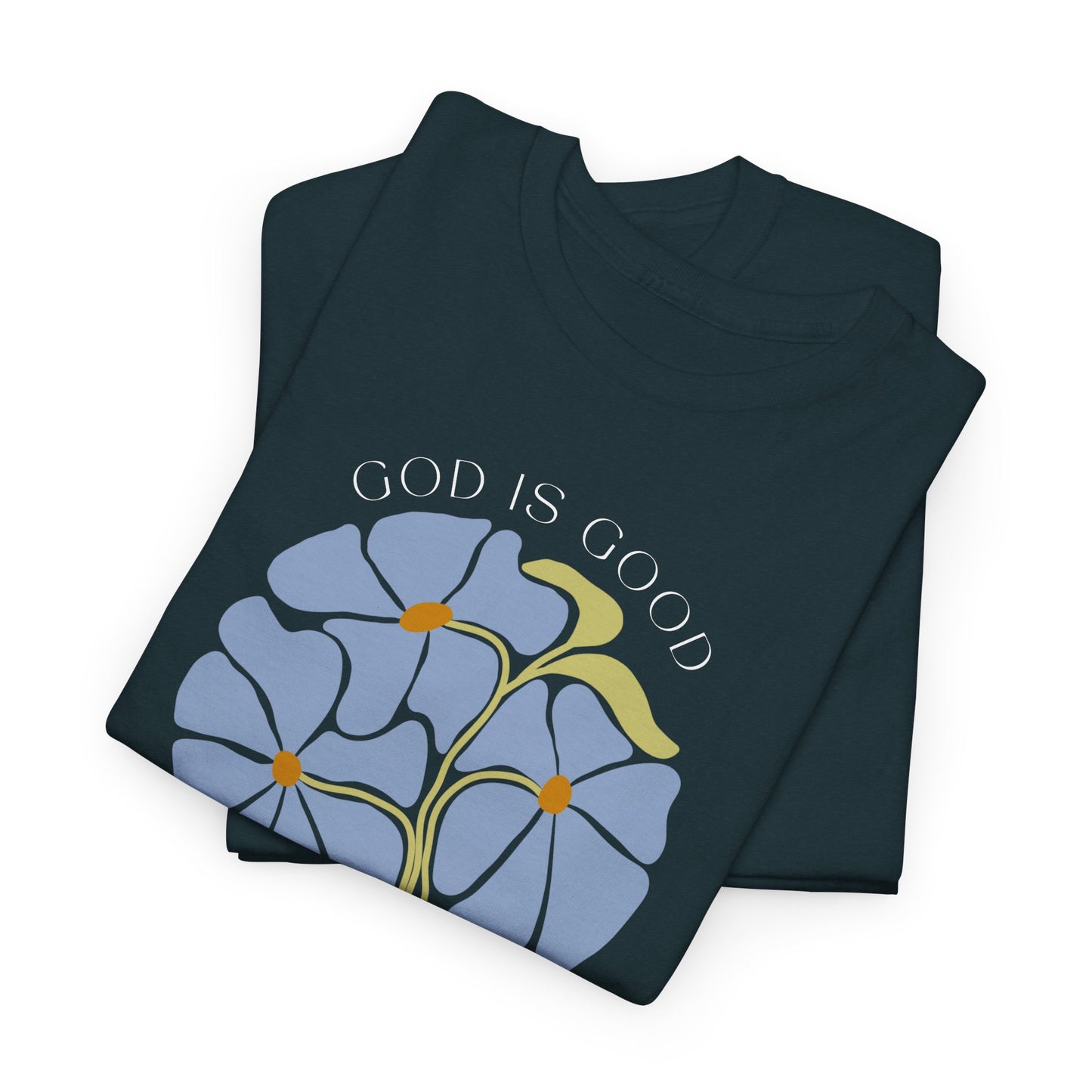 Floral blue "GOD is good" Tshirt