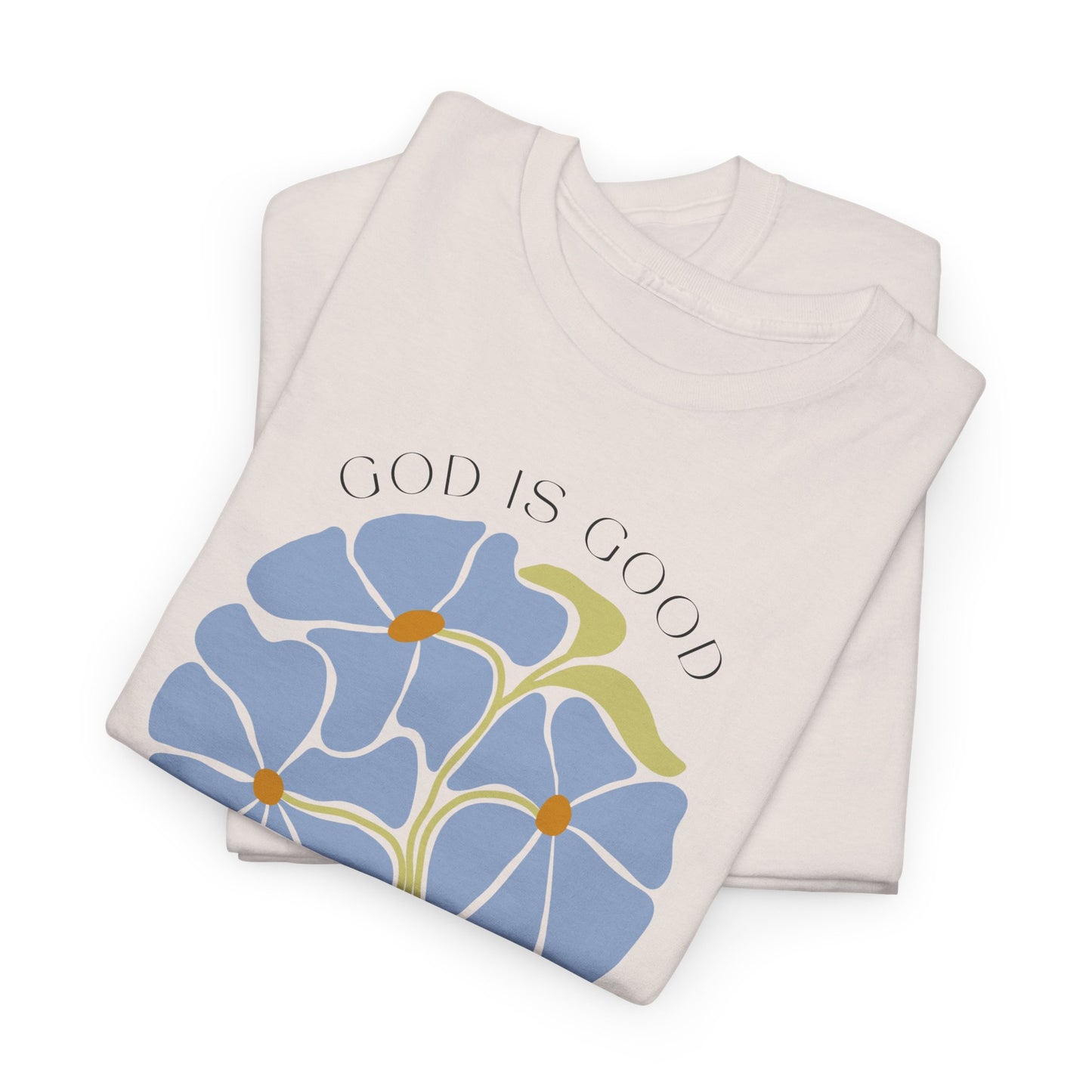 Floral light blue "GAD is good" T-shirt