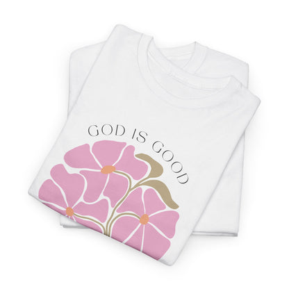 Floral pink "GOD is good" T-shirt