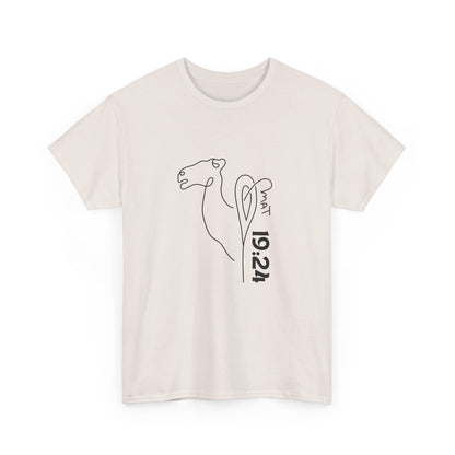 Minimalist Camel Line Art Unisex Heavy Cotton Tee