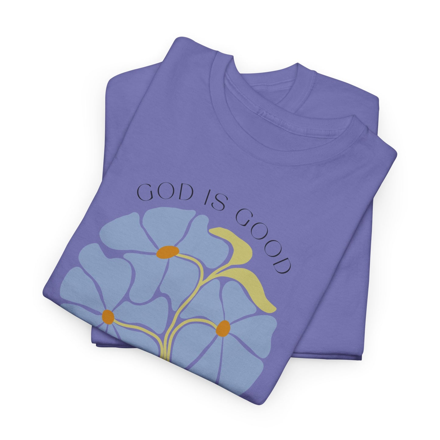 Floral light blue "GAD is good" T-shirt