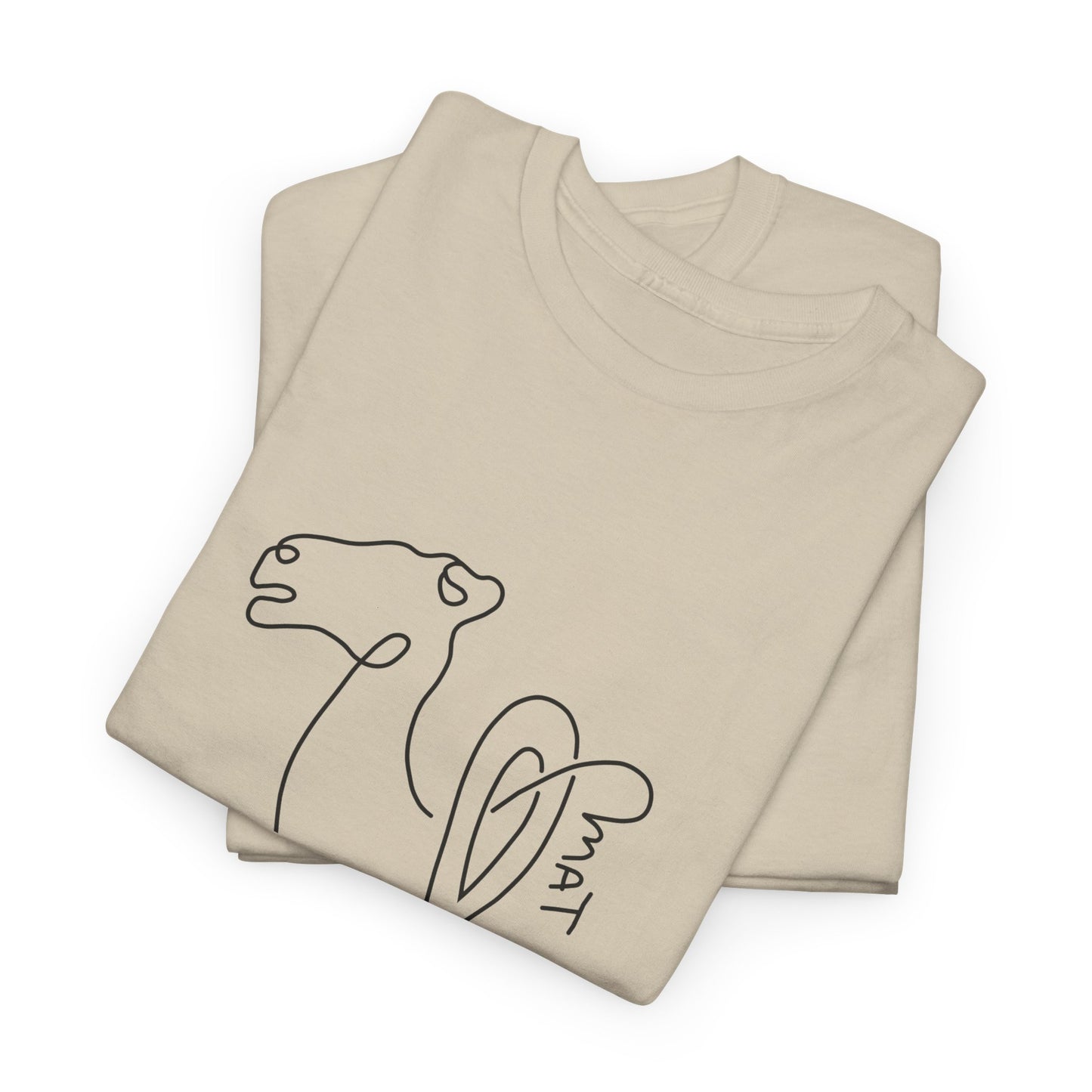 Minimalist Camel Line Art Unisex Heavy Cotton Tee
