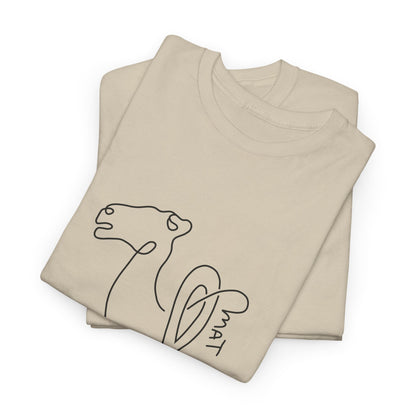 Minimalist Camel Line Art Unisex Heavy Cotton Tee