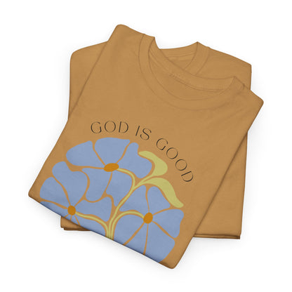 Floral light blue "GAD is good" T-shirt