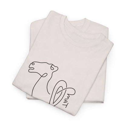 Minimalist Camel Line Art Unisex Heavy Cotton Tee