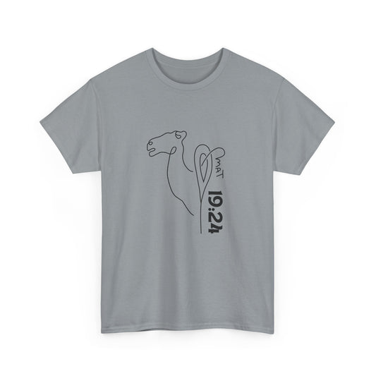 Minimalist Camel Line Art Unisex Heavy Cotton Tee