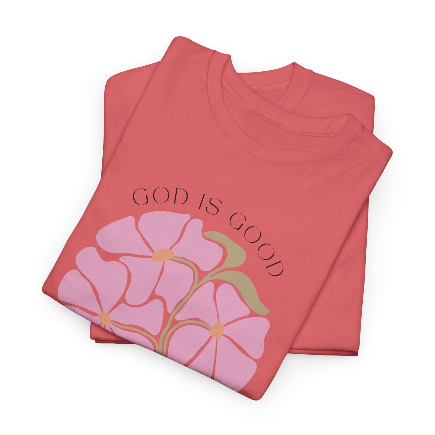 Floral pink "GOD is good" T-shirt