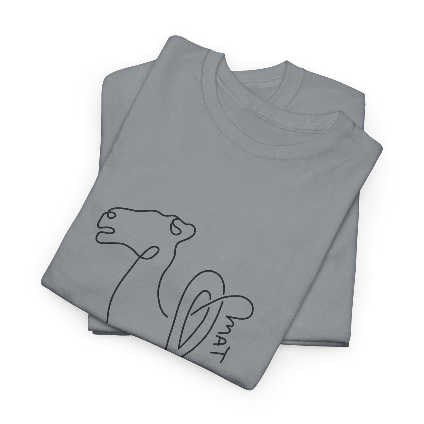 Minimalist Camel Line Art Unisex Heavy Cotton Tee
