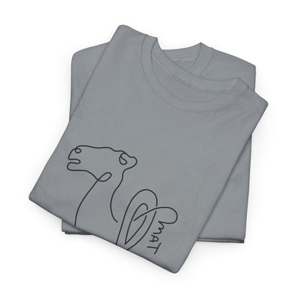 Minimalist Camel Line Art Unisex Heavy Cotton Tee