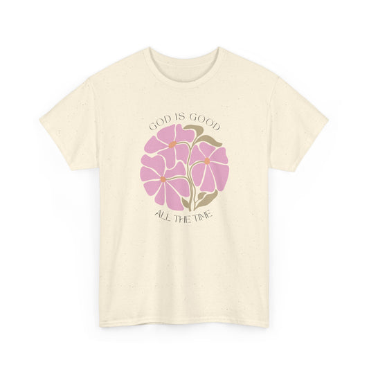Floral pink "GOD is good" T-shirt