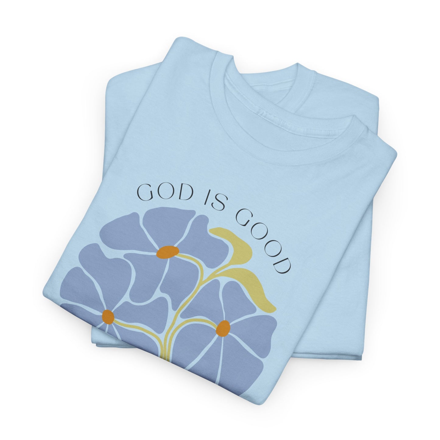 Floral light blue "GAD is good" T-shirt