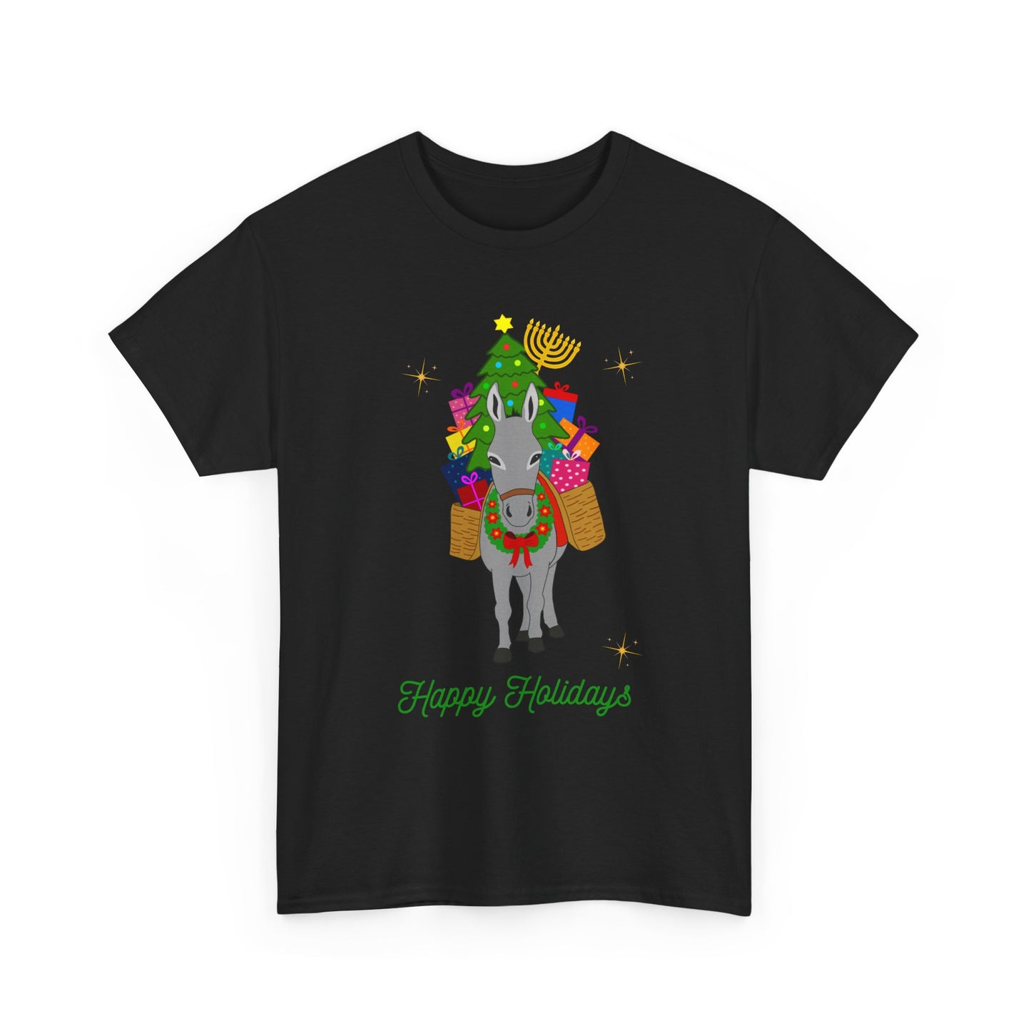 Holiday Donkey Tee – Festive "Happy Holidays" Christmas Hanukkah Gift Shirt
