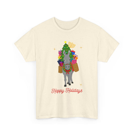 Holiday Donkey Tee – Festive "Happy Holidays" Christmas Hanukkah Gift Shirt