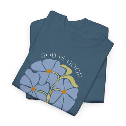Floral blue "GOD is good" Tshirt