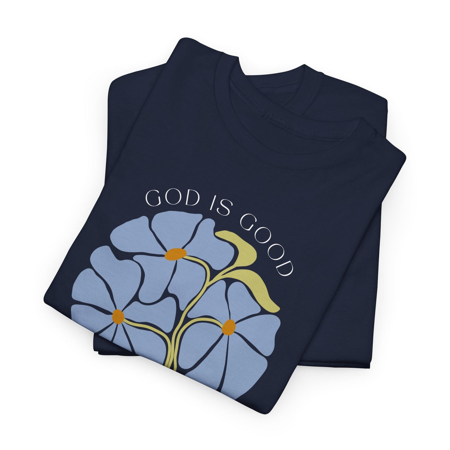 Floral blue "GOD is good" Tshirt