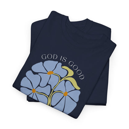 Floral blue "GOD is good" Tshirt
