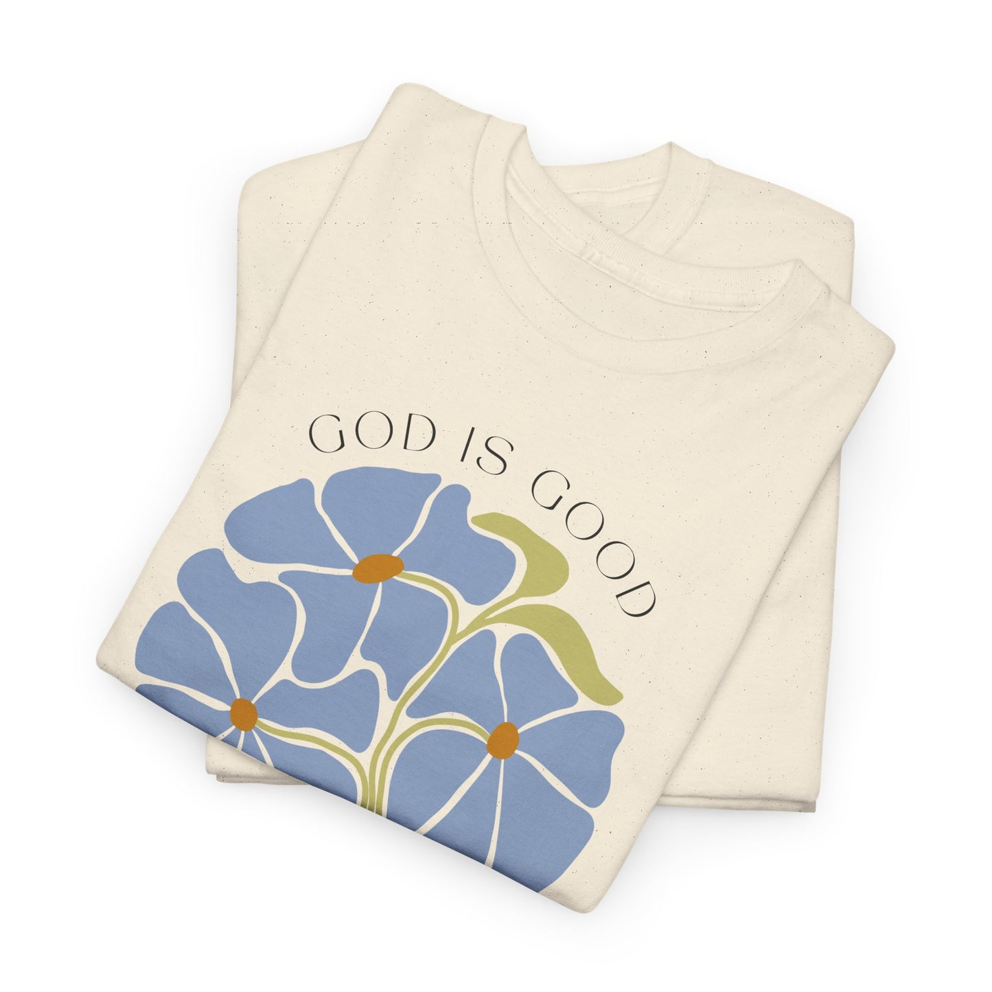 Floral light blue "GAD is good" T-shirt