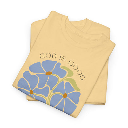 Floral light blue "GAD is good" T-shirt
