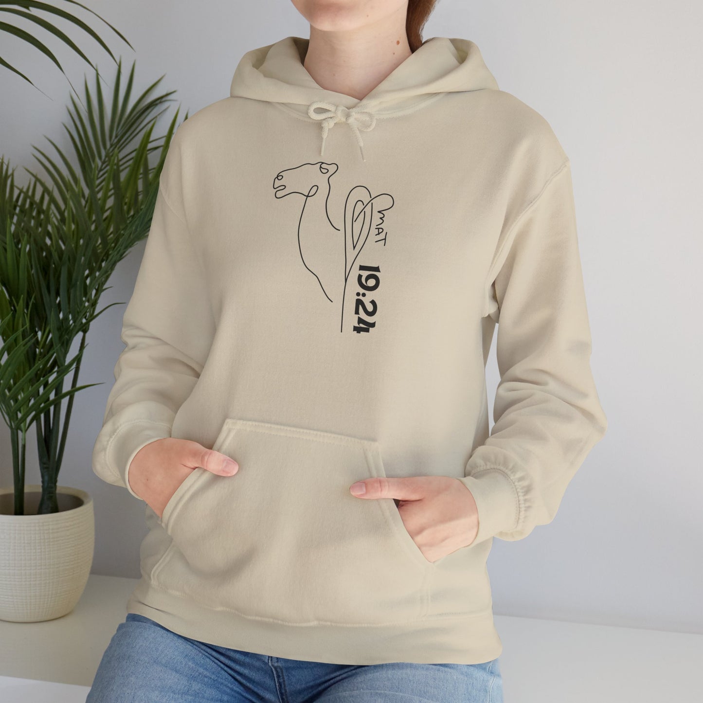 Minimalist Camel Line Art Hoodie — 'Be Cool' Graphic Sweatshirt