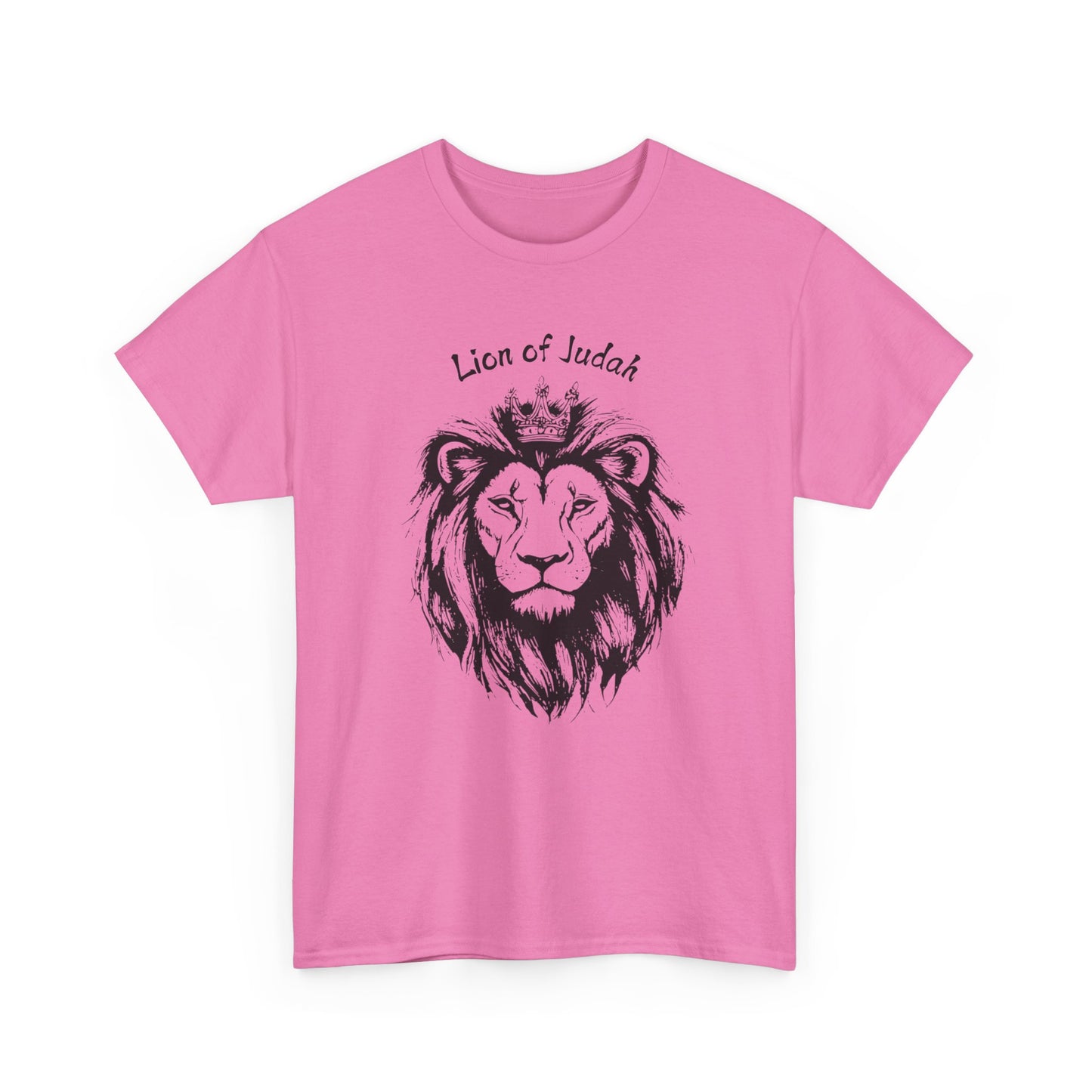 Bold Azalea pink Lion of Judah minimalist tee, vibrant Christian gift idea for her.
