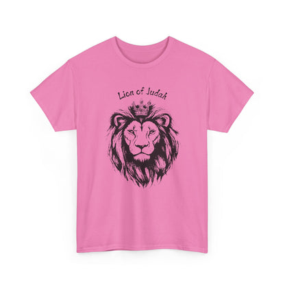 Bold Azalea pink Lion of Judah minimalist tee, vibrant Christian gift idea for her.