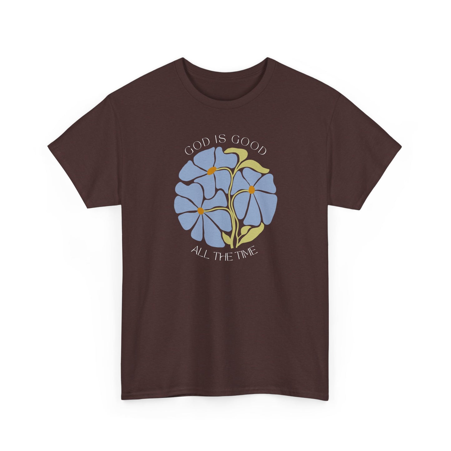 Dark Chocolate brown faith shirt, God is good all the time floral graphic tee.