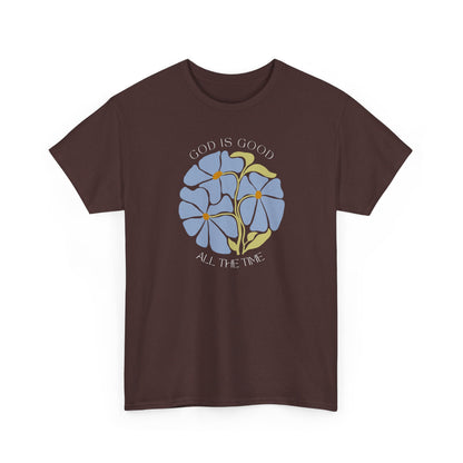 Dark Chocolate brown faith shirt, God is good all the time floral graphic tee.