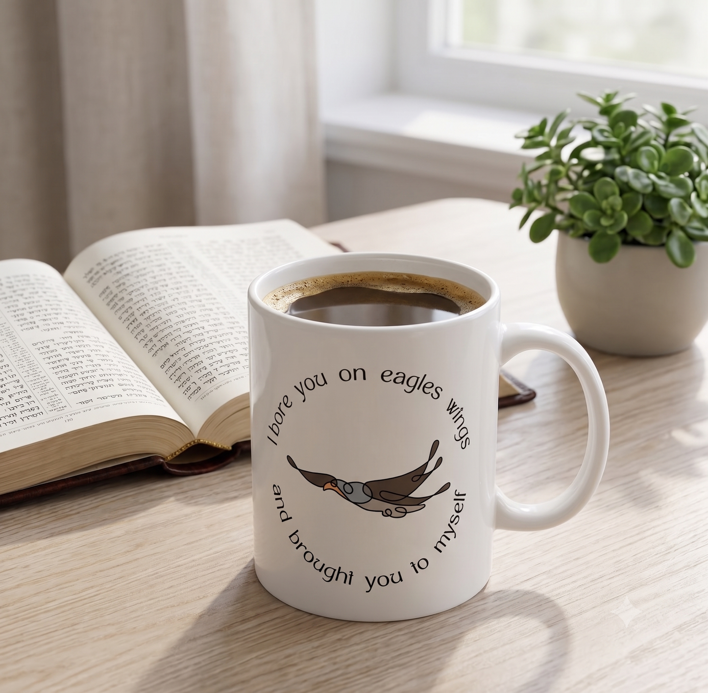 Eagles' Wings Minimalist Scripture Ceramic Mug