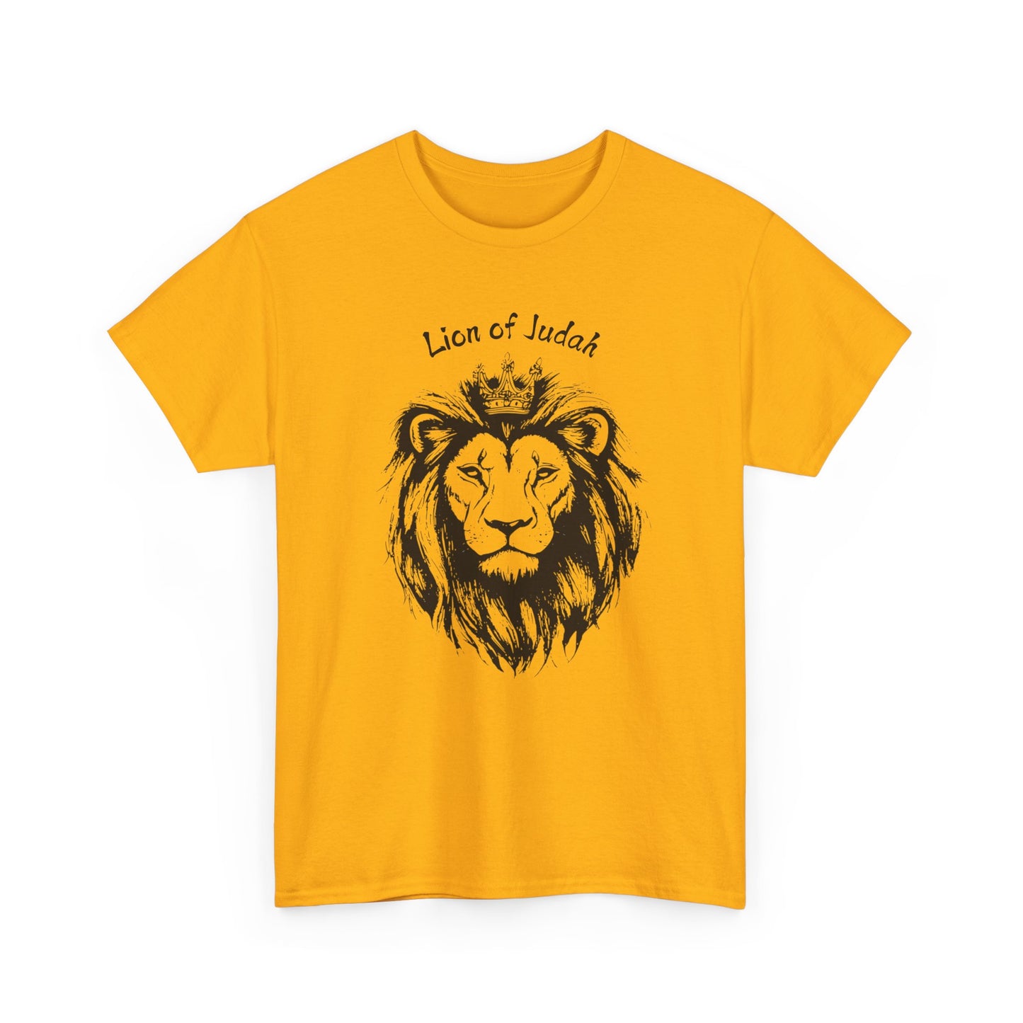 Lion of Judah biblical minimalist shirt in Gold, vibrant Christian fashion for men and women.