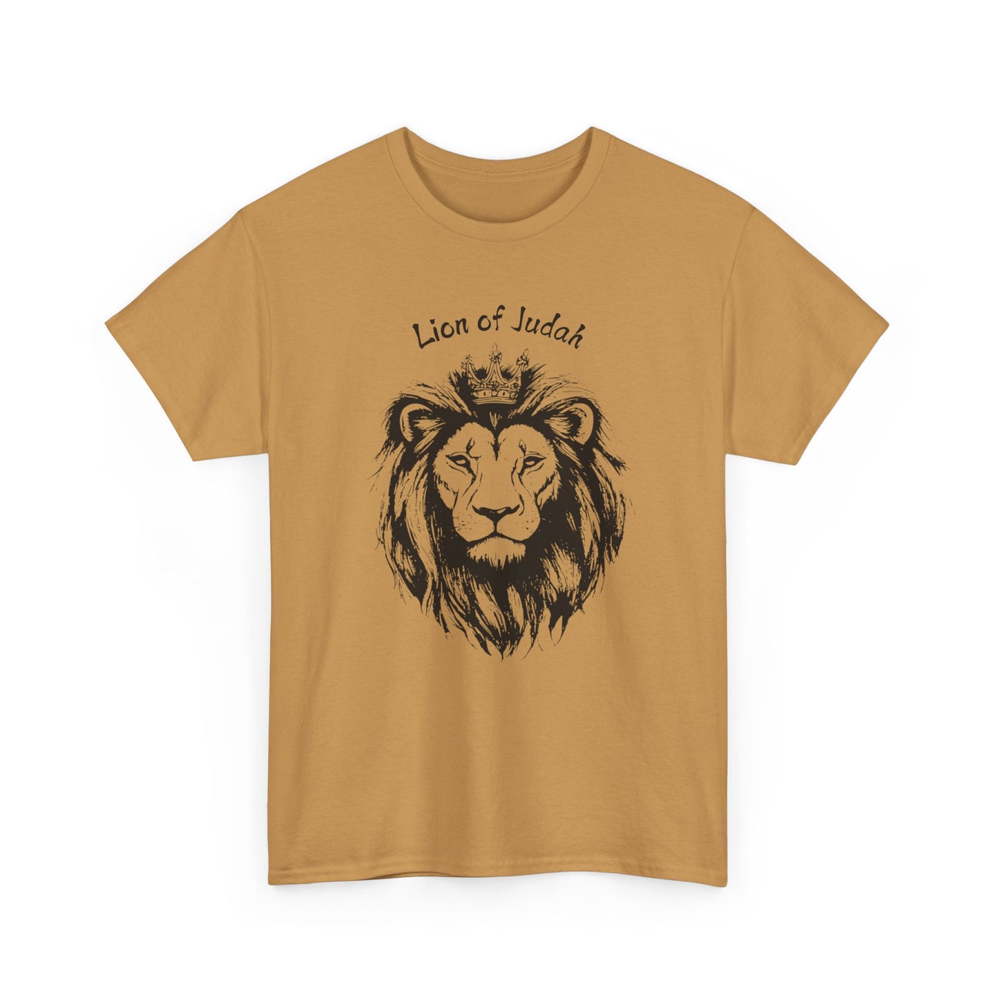 Lion of Judah minimalist Christian shirt in Old Gold, powerful biblical graphic tee for believers.