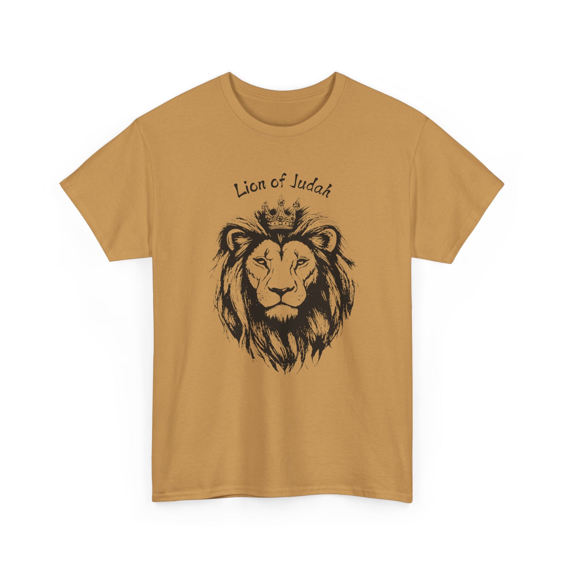 Lion of Judah minimalist Christian shirt in Old Gold, powerful biblical graphic tee for believers.