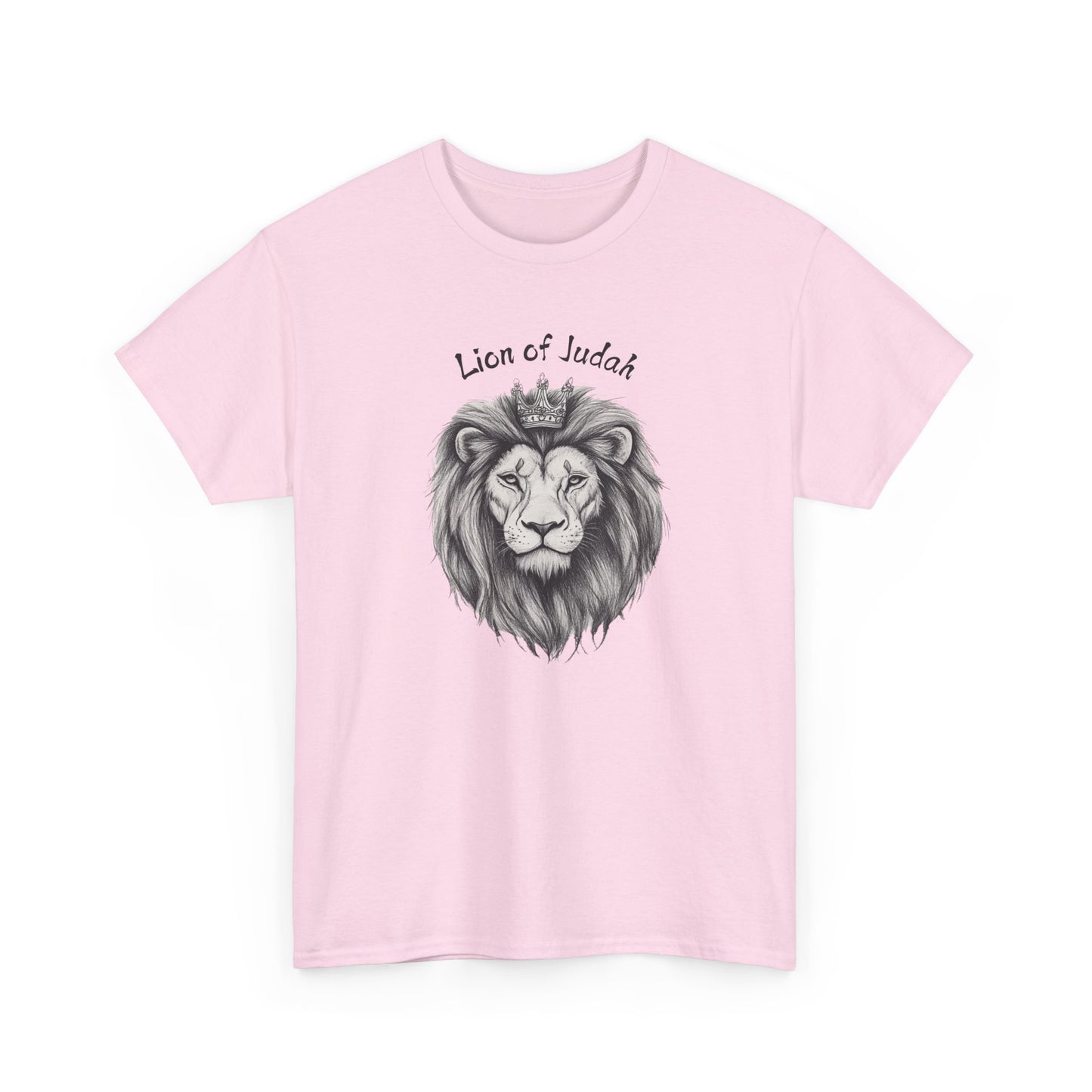 Lion of Judah minimalist faith-based shirt in Light Pink, unique Christian gift for women.