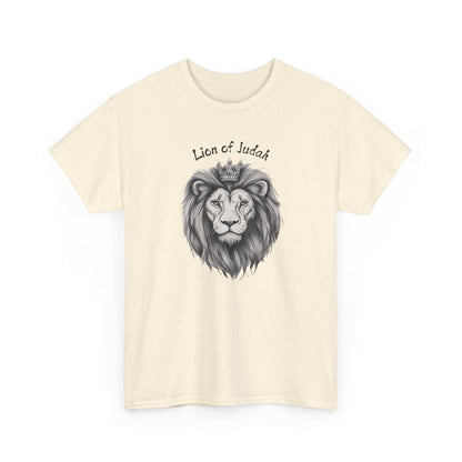 Lion of Judah minimalist shirt in Natural color, modern biblical graphic tee by Nagilabo.