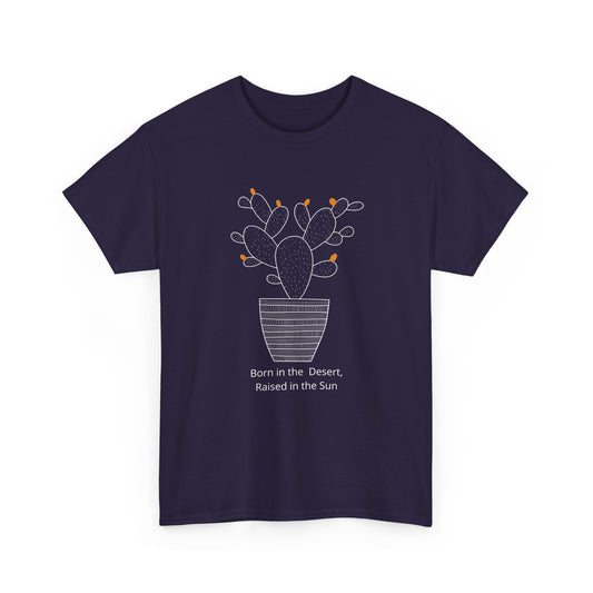 Minimalist Blackberry Christian t-shirt with Cactus Pot design, Born in the Desert raised in the Sun graphic tee.
