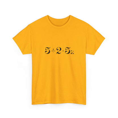 Minimalist Gold Christian t-shirt with 5.2.5k miracle design, 5 loaves and 2 fish graphic