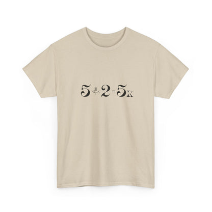 Minimalist Sand t-shirt with 5.2.5k miracle design, feeding the 5000 graphic tee from Israel.