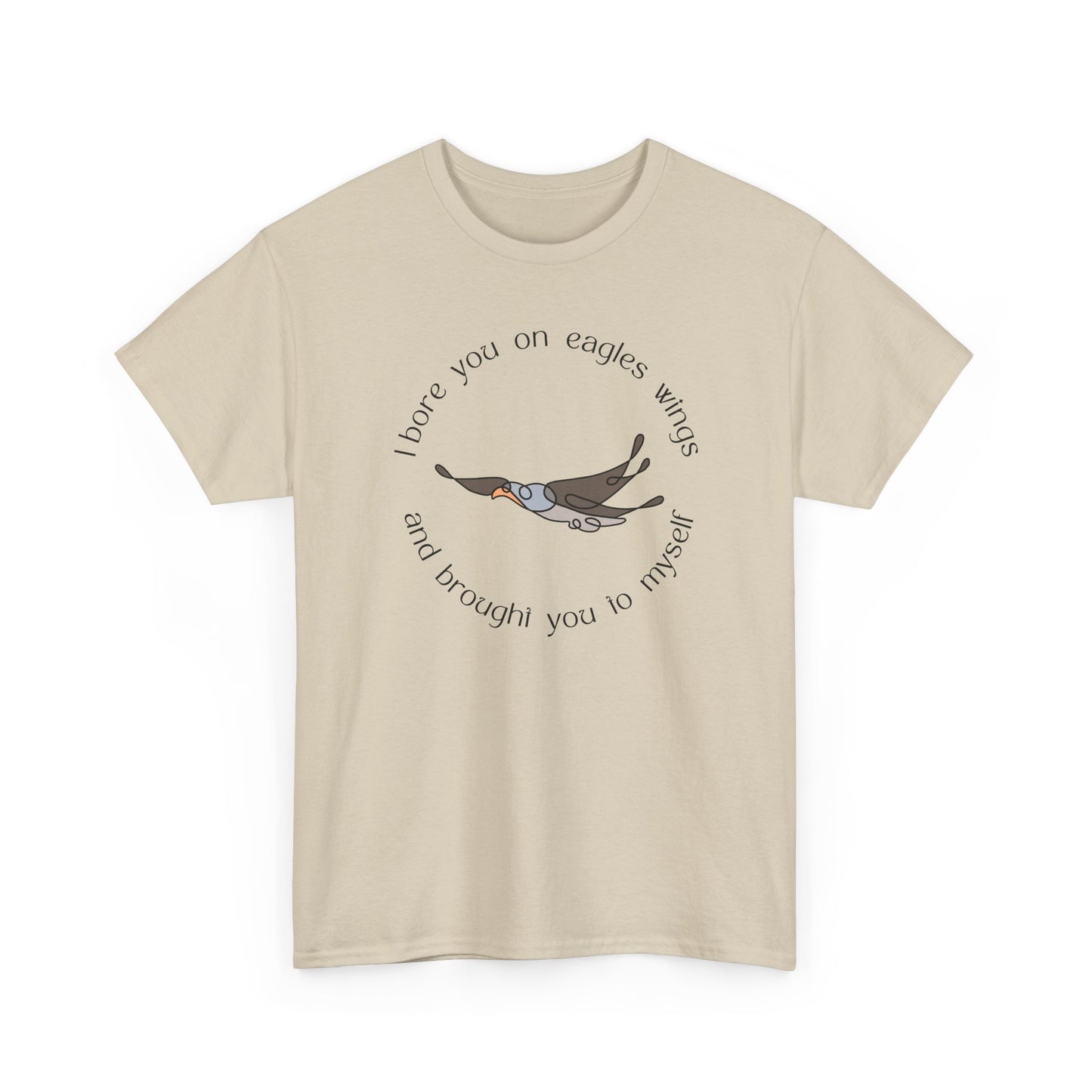 Minimalist Sand t-shirt with Eagle Wings design, biblical graphic tee inspired by Exodus.