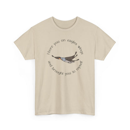 Minimalist Sand t-shirt with Eagle Wings design, biblical graphic tee inspired by Exodus.