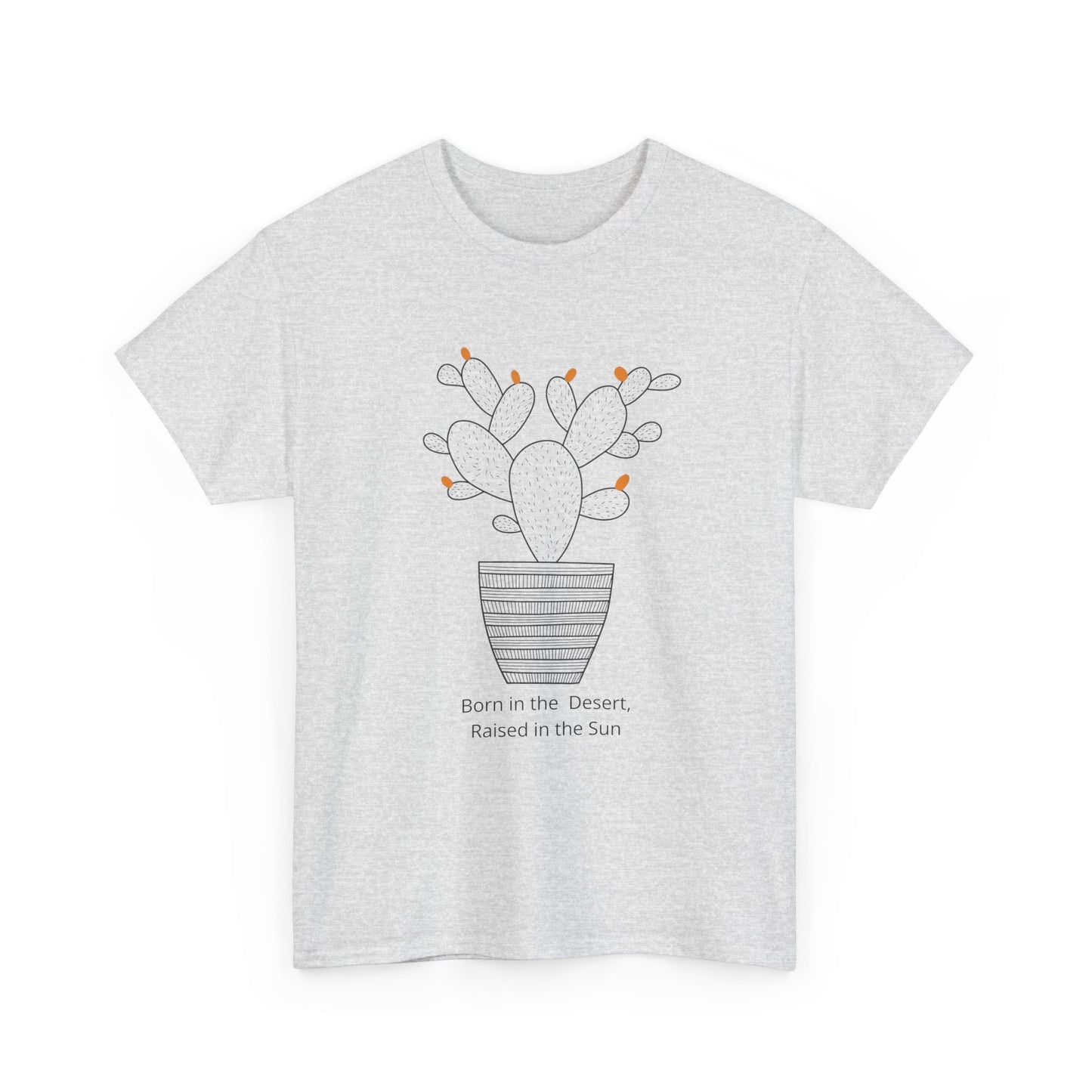 Modern Ash grey Cactus Pot t-shirt, minimalist faith design, Nagilabo desert collection.
