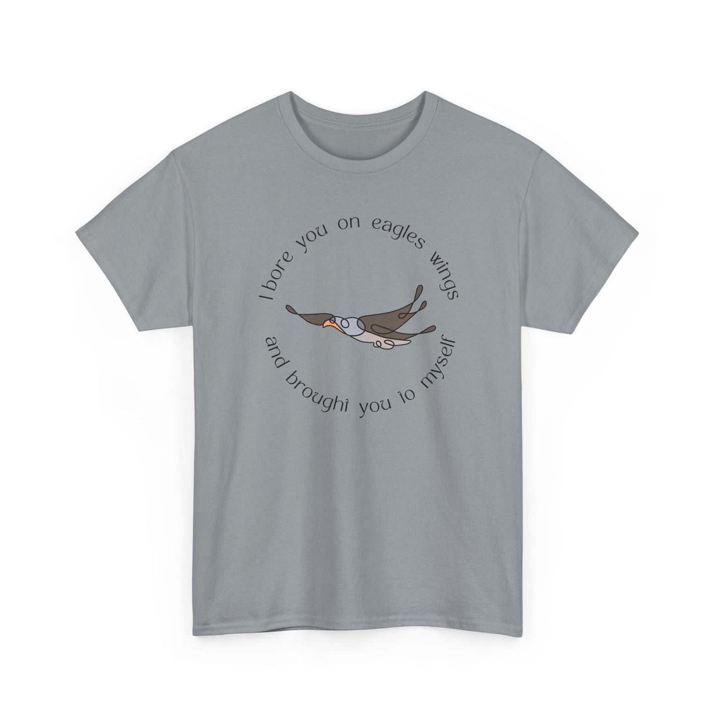 Modern Gravel grey Eagle Wings t-shirt, biblical redemption minimalist design for believers.
