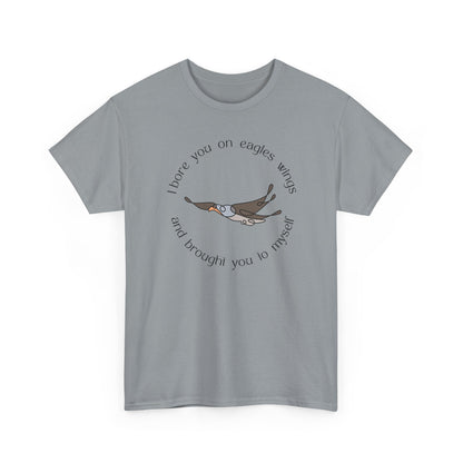 Modern Gravel grey Eagle Wings t-shirt, biblical redemption minimalist design for believers.