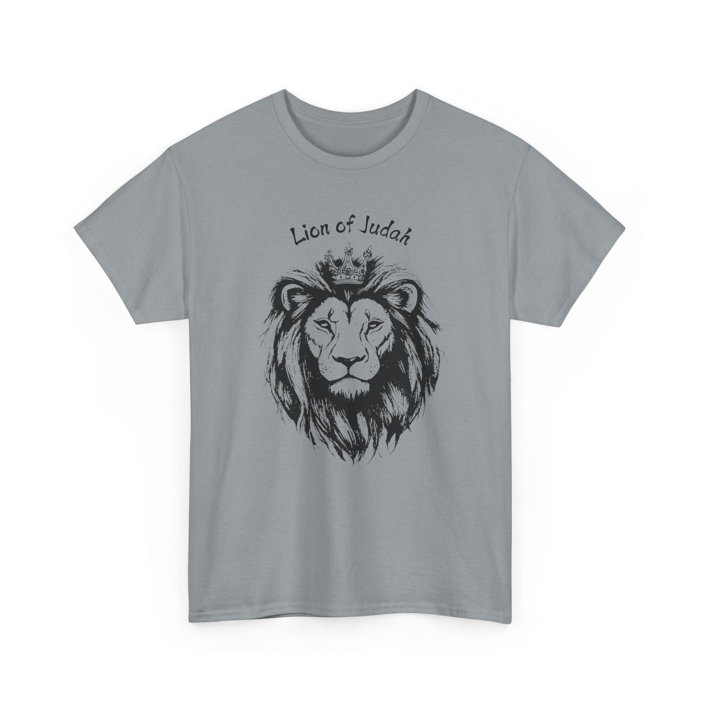 Modern Gravel grey Lion of Judah t-shirt, scripture-inspired minimalist design, Nagilabo style.