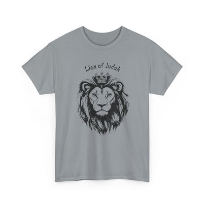 Modern Gravel grey Lion of Judah t-shirt, scripture-inspired minimalist design, Nagilabo style.
