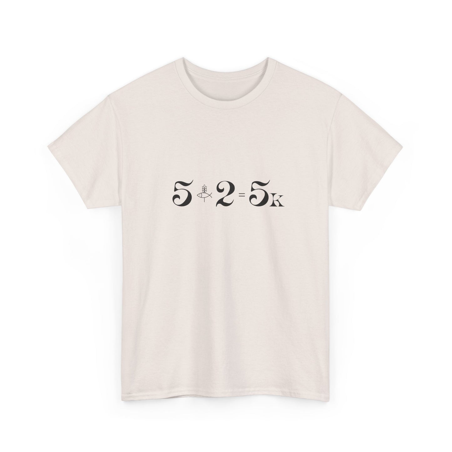 Modern Ice Grey 5.2.5k miracle t-shirt, minimalist biblical design, Nagilabo Holy Land style.