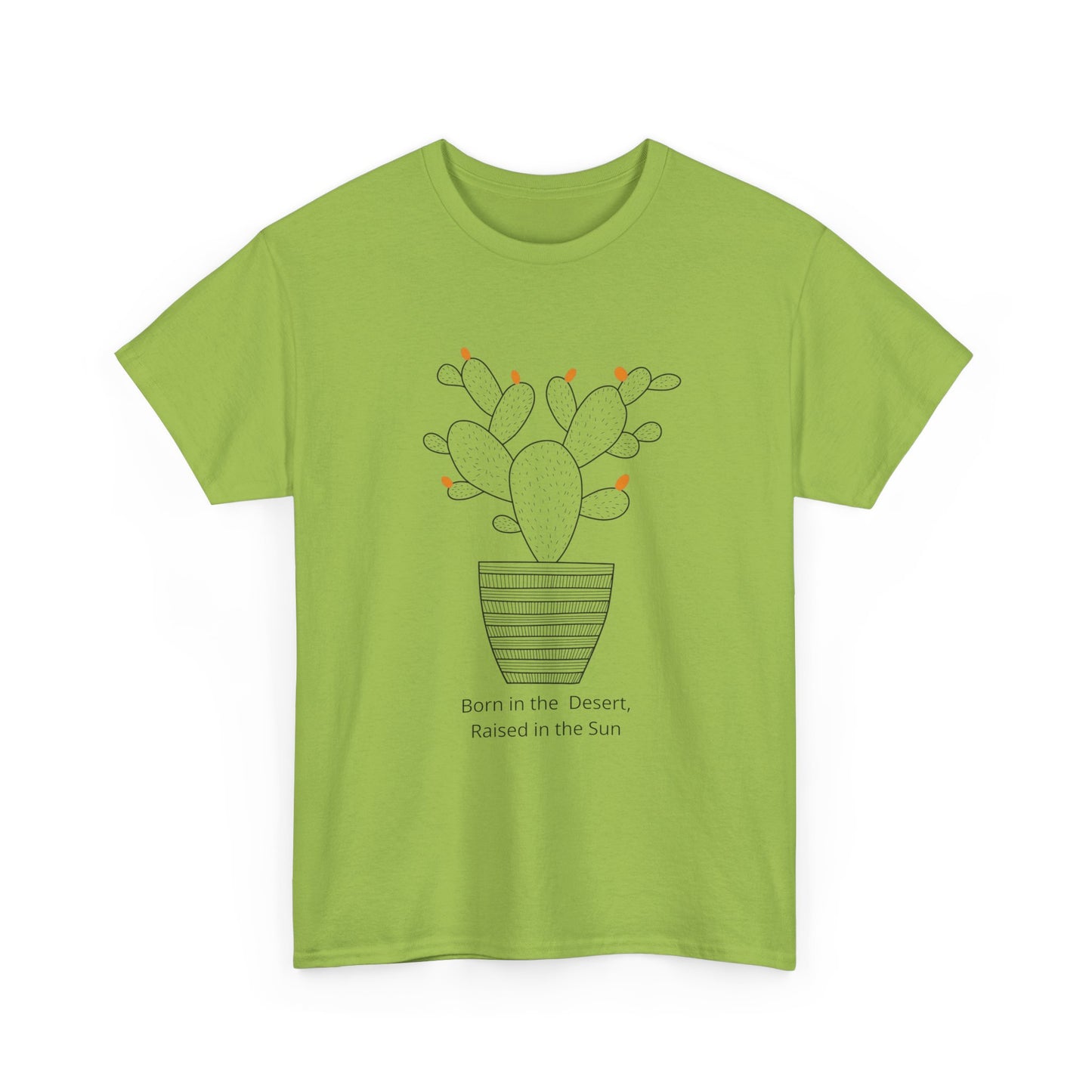 Unique Kiwi green Cactus Pot minimalist shirt, fresh faith-based graphic apparel from Israel.