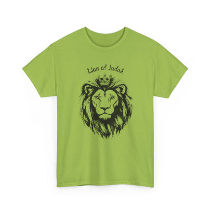 Unique Kiwi green Lion of Judah minimalist shirt, fresh faith-based graphic apparel.